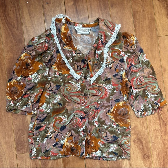 Lucchese Multicolor Paisley Lace Blouse - Picture 1 of 2